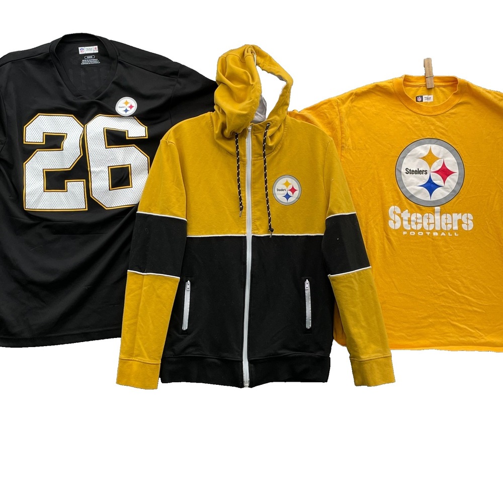 NFL T-Shirt + Jacket LOT (3) Mens Medium Pittsburgh Steelers Football Sportswear